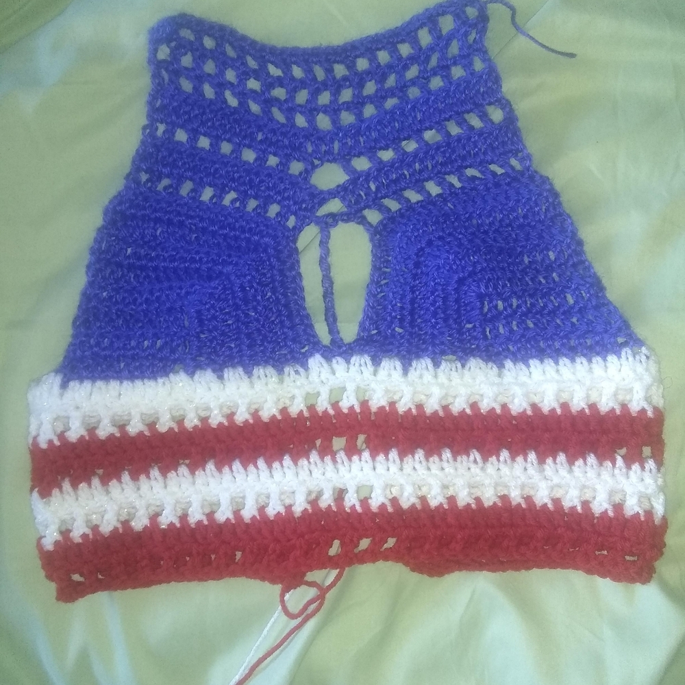 Crochet handmade 4th of July halter top - Picture 7 of 10